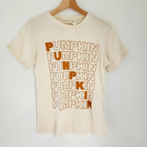 French Pastry Pumpkin T-Shirt Small Cream Retro Fall Tee 100% Cotton NEW - Picture 1 of 7
